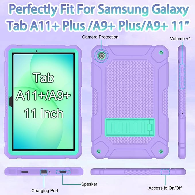 BMOUO Case for Samsung Galaxy Tab A11+ Plus/A9+ Plus 11 Inch 2026/2024 Heavy Duty Shockproof Rugged High Impact Protective Galaxy Tab A11 Plus/A9 Plus Case Black