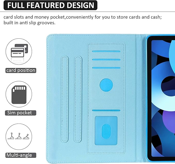 Dteck for iPad A16/10th Generation 10.9 Inch 2022 Case with Pencil HolderPremium PU Leather Folio Multiple Viewing Angles Stand Cover Auto Wake/Sleep Protective Tablet Cases for Women MenBookshelf