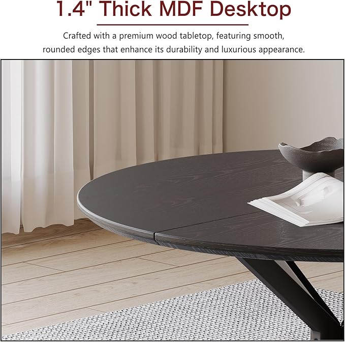 46.4" Round Dining Table Set with 4 Chairs, Modern Dining Set with Comfortable PU Leather Chairs, Sturdy MDF Table with X-Shaped Base, Easy Assembly, Ideal for Dining Room or Kitchen