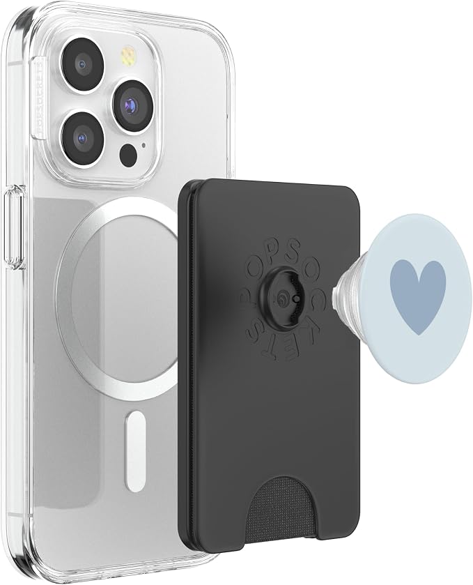 Pale Blue Cute Heart Minimalist Heart Love PopSockets Adhesive PopGrip