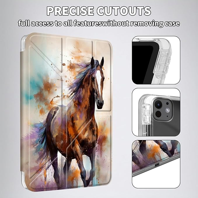for iPad 10.2 &amp 10.5/iPad 9th/8th/7th Generation 10.2 2021 2020 2019 Case Mutil Angles Folding Y-Shaped Stand Cover with Pencil Holder Auto Wake/SleepAmerican Flag and Cow