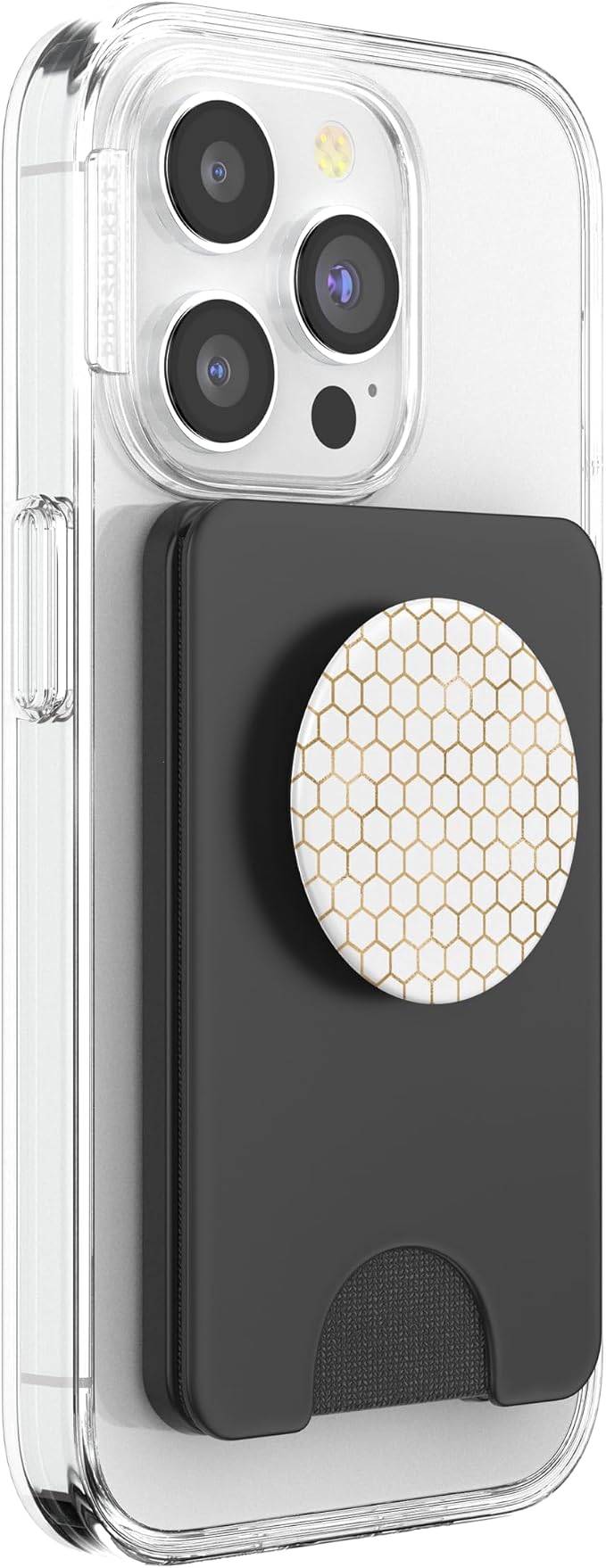 Honeybee Phone - White and Gold Honeycomb Cool Bees PopSockets Adhesive PopGrip