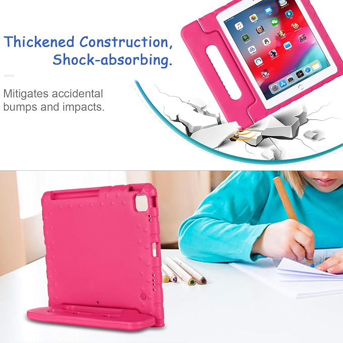 Kids Case for iPad Pro 11 M5/M4 &amp iPad Air 11 (2026/2025/2024) Shockproof Case with Pencil Holder Techcircle Light EVA Foam Handle Stand Bumper Protective Child Friendly Drop Proof Cover Black