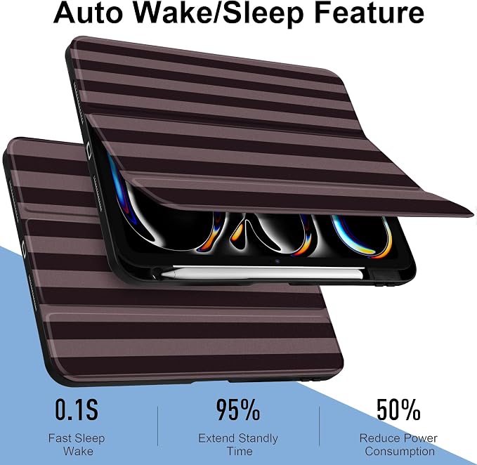 DONGKE for iPad Pro 11-Inch Case (M5 2025 / M4 2024) 6th/5th Generation [Auto Sleep/Wake &amp Pencil Pro Holder] Clear Acrylic Back Smart Trifold Stand Cover Bear &amp Cherry
