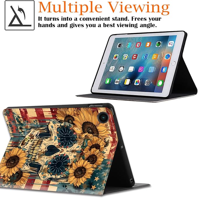 Case for Samsung Galaxy Tab A9 Plus 11 2023 Multi-Viewing Angles with Automatic Sleep/Wake Function for Samsung Galaxy A9+Tablet (SM-X210/X216/X218) American Flag Wolf