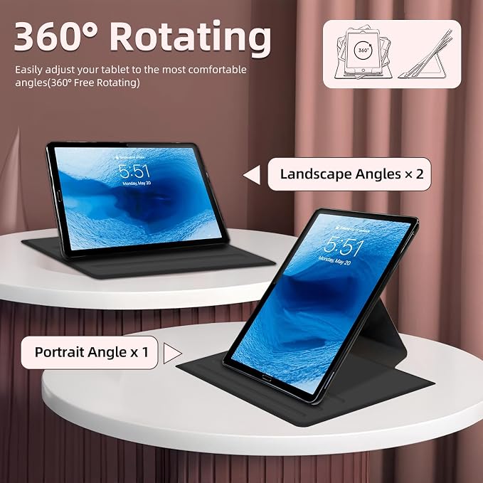 for iPad 10th Generation Case 360 Degree Rotating Stand Cover Multi Angle Viewing Auto Sleep/Wake American Flag Eagle Leather Case for iPad (A16) 11th Generation 11 Inch 2025