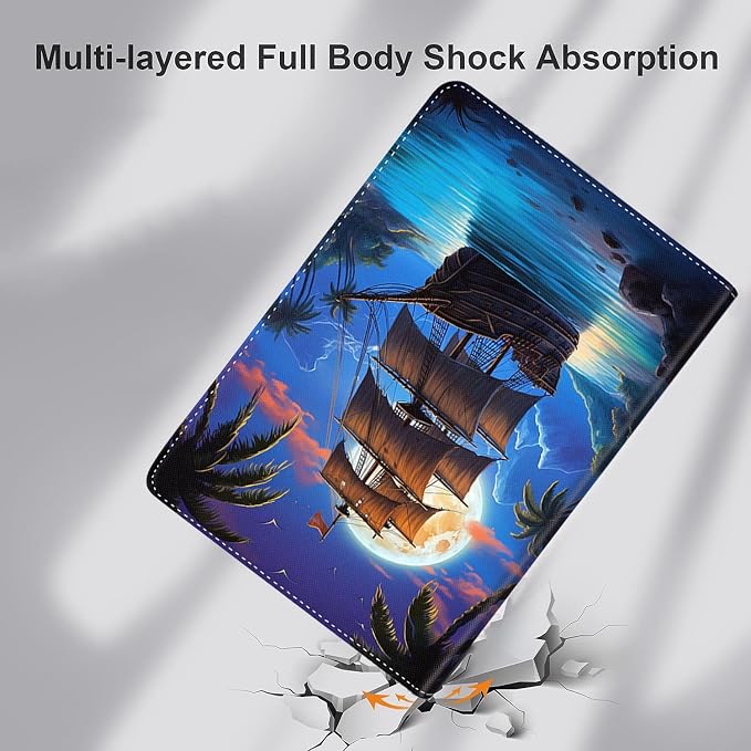 Case for iPad (A16) 11th Generation 11 Inch (2025) iPad 10th Generation 10.9 Inch (2022)，Slim Fit Foldable Standing Cover Case with Auto Sleep/Wake ，Moth Moon