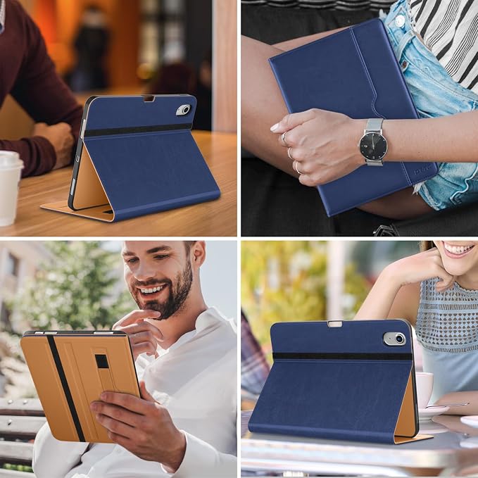 DTTO for iPad Air 11-inch Case M4/M3/M2 (2026/2025/2024) iPad Air 5th / 4th Generation (2022/2020) Premium Leather Business Folio Stand Cover with Pencil Holder - Auto Sleep/Wake Brown