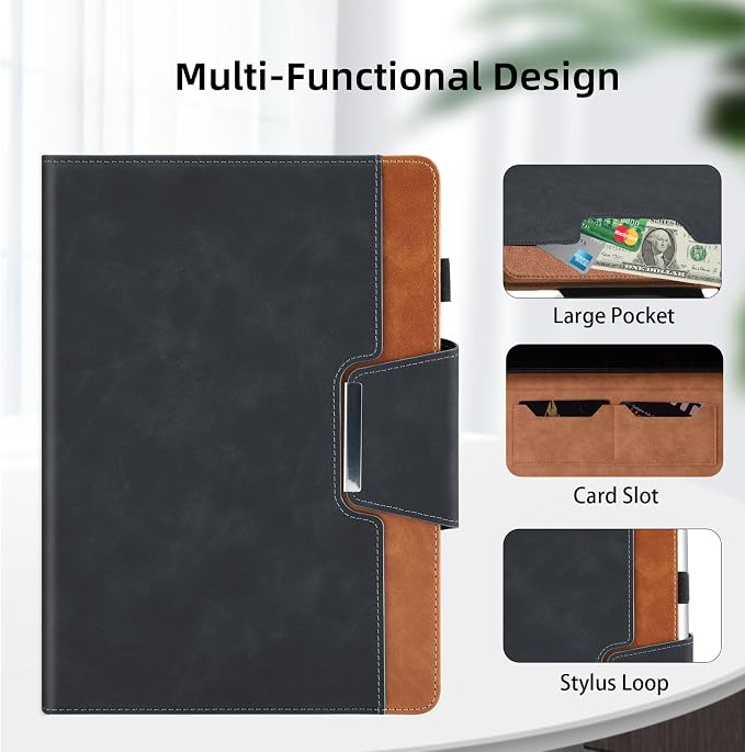 Case for Samsung Galaxy Tab A 10.1 2019 (SM-T510/T515) - Multi-Angle Viewing Stand Cover with Pocket and Magnetic Clasp PU Leather Business Folio Protective Case for Samsung T510 Black