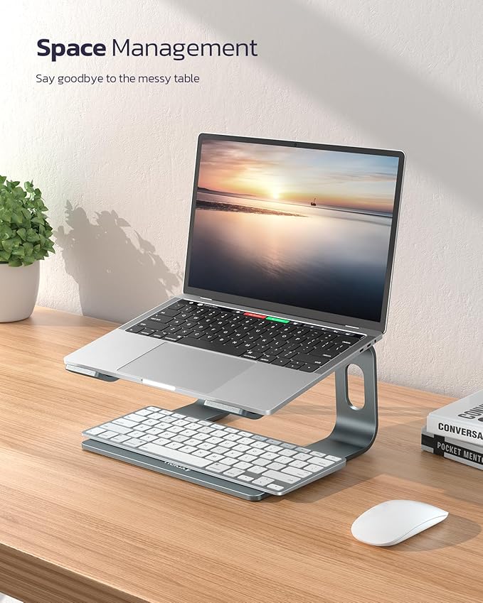 Nulaxy Fully Aluminum Detachable Laptop Stand, Ergonomic Ventilated Cooling Laptop Holder Computer Riser for Desk, Anti-Slip Design Notebook Stand Compatible with All 10-16" MacBook/Dell XPS/HP/Lenovo
