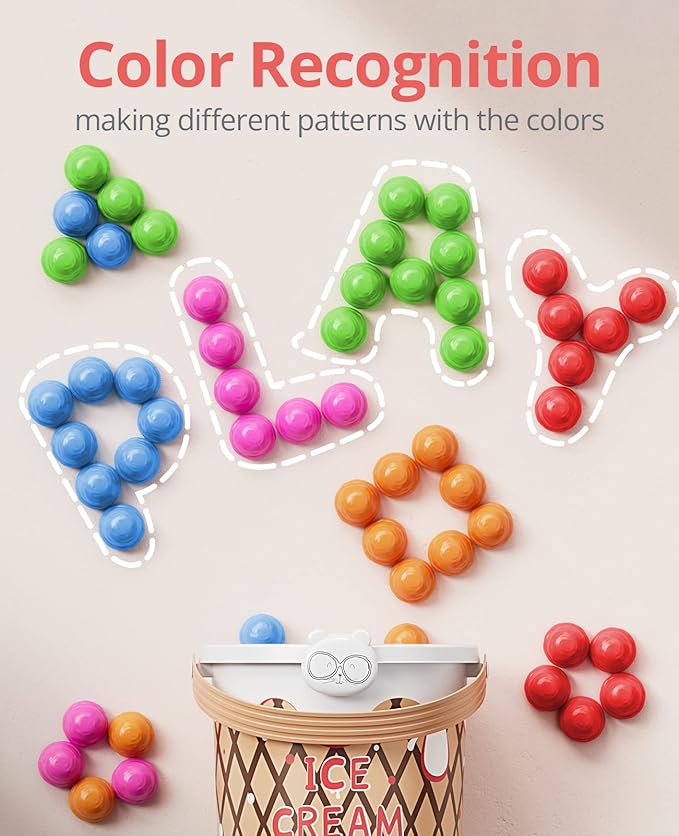 JoyCat Ice Cream Preschool Learning Activities Counting and Color Sorting Set Stacking Toys for Kids 3-5, Educational Fine Motor Skills Toys, 65PCS Math Manipulatives, Easter Basket Stuffers