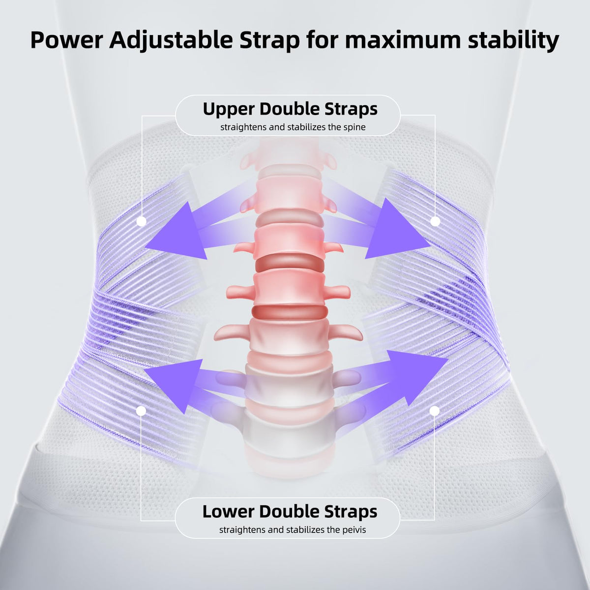 FREETOO Back Brace for Lower Back Pain Women with Bionic Support System, Adjustable Knitted Lumbar Support Belt, Breathable Mesh Design with Lumbar Pad,for Herniated Disc,Sciatica,Scoliosis