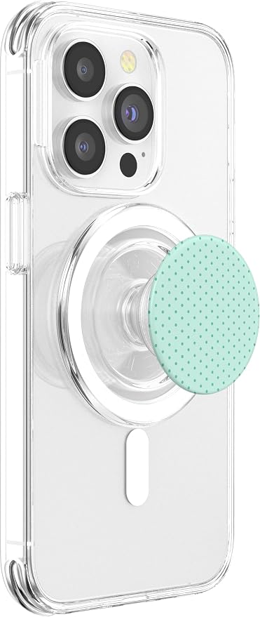 Mint Green Polka Dot Pattern PopSockets PopWallet for MagSafe