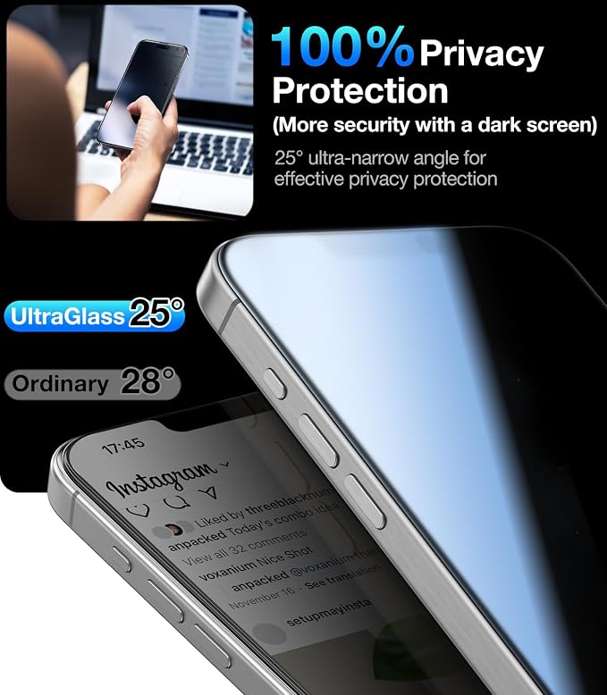 UltraGlass Unbreak Top 9H+ Glass for iPhone 15 Screen Protector (12FT Military Grade Shatterproof &amp Longest Durable) Screen Protector iPhone 15 Tempered Glass Full Coverage 2 Pack