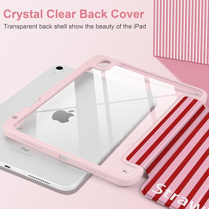 Case for iPad (A16) 11th Generation 11 inch 2025 /iPad 10th Gen 10.9 2022 - Aesthetic Cute Preppy Design Trifold Cover with Soft TPU Bumper Clear Back Auto Sleep/Wake Waves