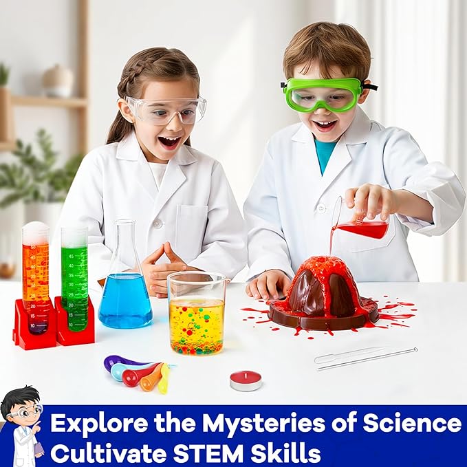 150+ Experiments Science Kits for Kids, STEM Activities Educational Science Kits Gifts with Chemistry Set, Erupting Volcano and Growing Crystal Tree (Science kit)