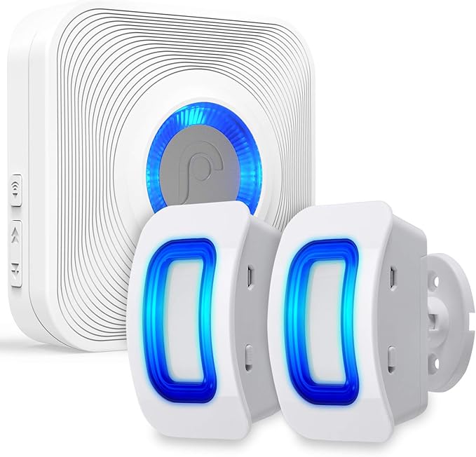 Fosmon WaveLink Door Chime Driveway Alarm Guard Wireless Motion Sensor (500 Feet, 58 Tunes, 5 Volume Levels, LED Indicators) Motion Detector Home/Business/Store Entrance Alert (1 Receiver + 2 Sensor)