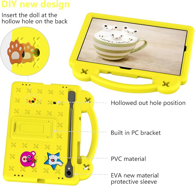 YRH Case for Samsung Galaxy Tab S10 Lite/Tab S10 FE/S9 FE 10.9'' with Handle Stand Kids EVA Shockproof Cover Blue