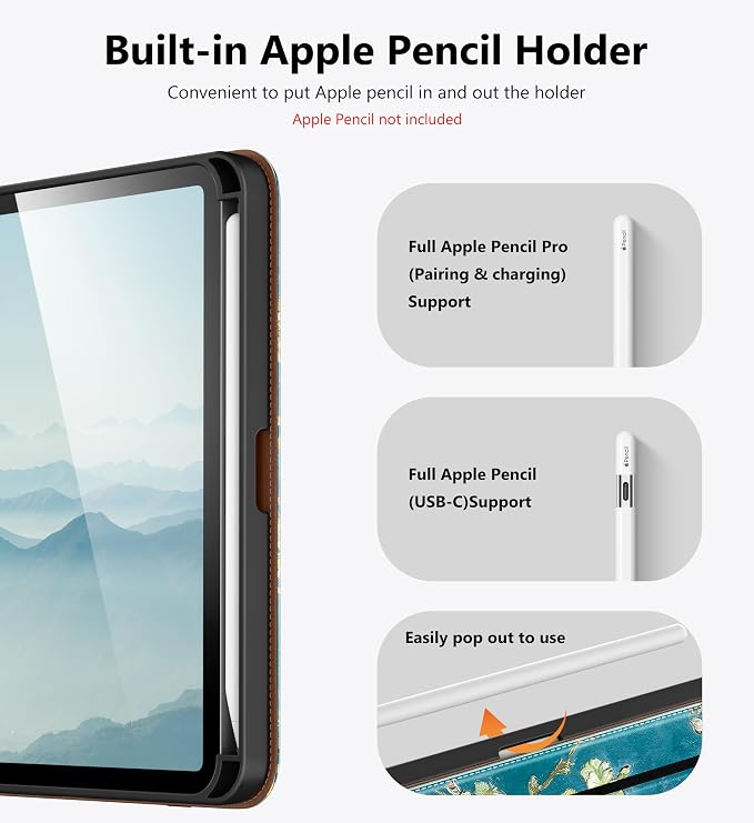 DTTO for iPad mini 7 A17 Pro 2024 aslo fit iPad mini 6 2021 Dark Brown | 360 Degree Rotating Premium Faux Leather Folio Stand Cover with Pencil Holder Auto Sleep/Wake Multiple Angles Hand Strap