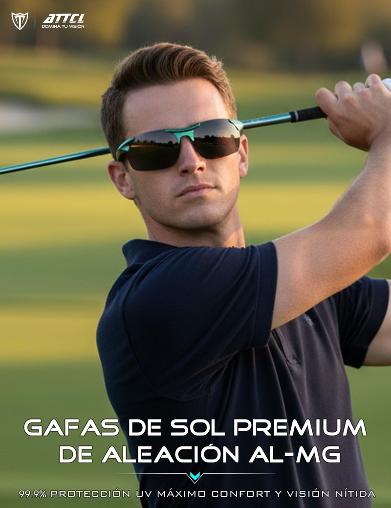 ATTCL 0.9 oz Polarized Sunglasses Men Sports: UV Protection Anti Glare Wrap Around Lightweight Metal Fishing Golf Running