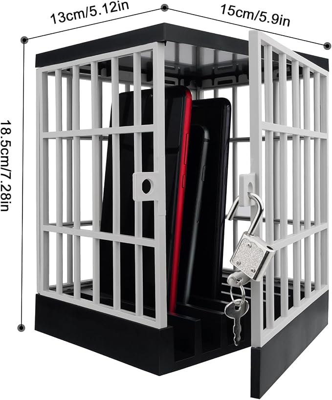 Gemaxvoled Cell Phone Jail Lock Box Mobile Phones Prison Lockable Cage for Classroom Family Time Party