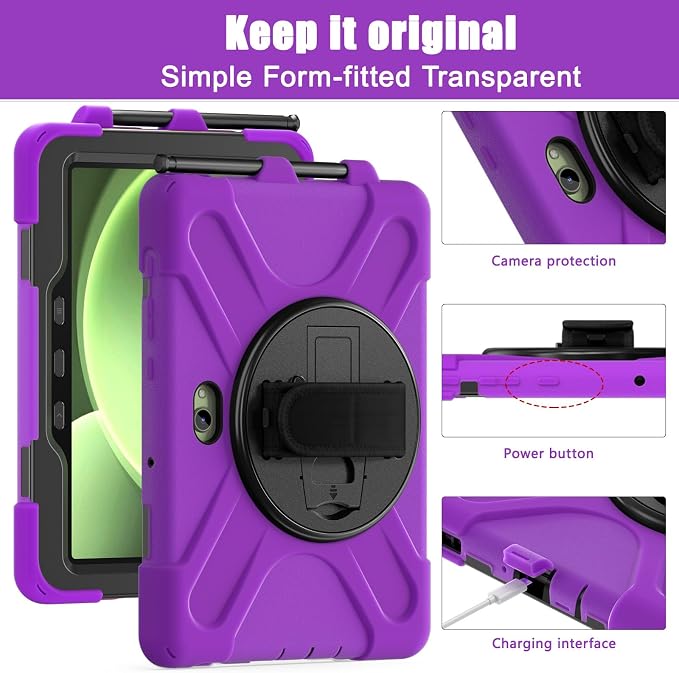 Samsung Galaxy Tab Active5/Active 3 8.0 Case with 360 Stand Handle Hand Strap &amp Shoulder Strap for Galaxy Tab Active5 8 2024 X300/X307 Active3 8 2020 T570/T575/T577 (Black)