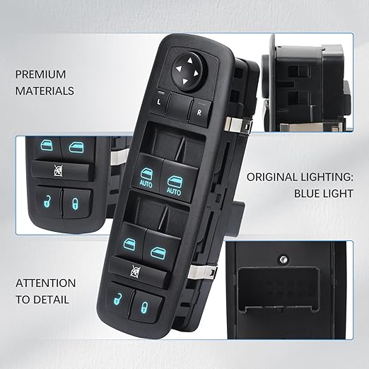 WUANGKI Master Power Window Switch Front Left Driver Side | 3+0 Pins | Compatible with Dodge Grand Caravan 2012-2017, Chrysler Town & Country 2012-2016, 2012-2015 Ram C | V, Replaces OE 68110871AA