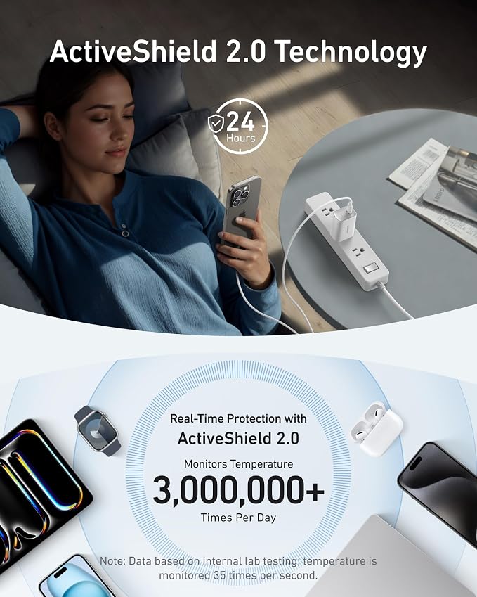 Anker Laptop Charger 100W Foldable Type C Charger Fast Charging | For MacBook iPhone 17 Series and All USB C Devices with 6FT USB-C Cable Included Compatible with MagSafe