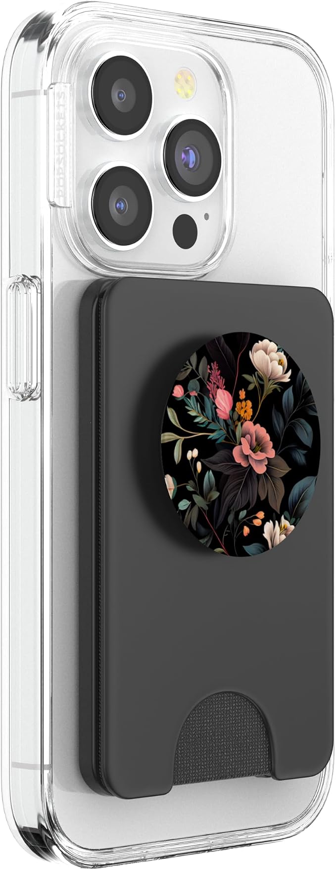 Floral Botanical Pattern Black PopSockets Adhesive PopGrip