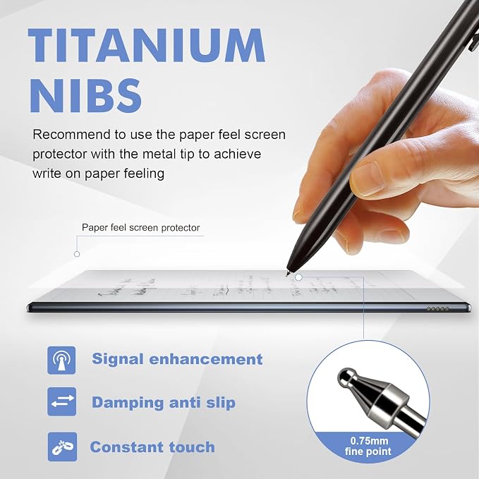 ProSketch Digital Pen fits for Remarkable 2 /Scribe/Supernote with Eraser Pencil Clip+NeverReplace Fine Titanium TipsTilt Draw&amp4096 Pressure LevelEMR Pen ReplacementEmpower Your Digital Craft