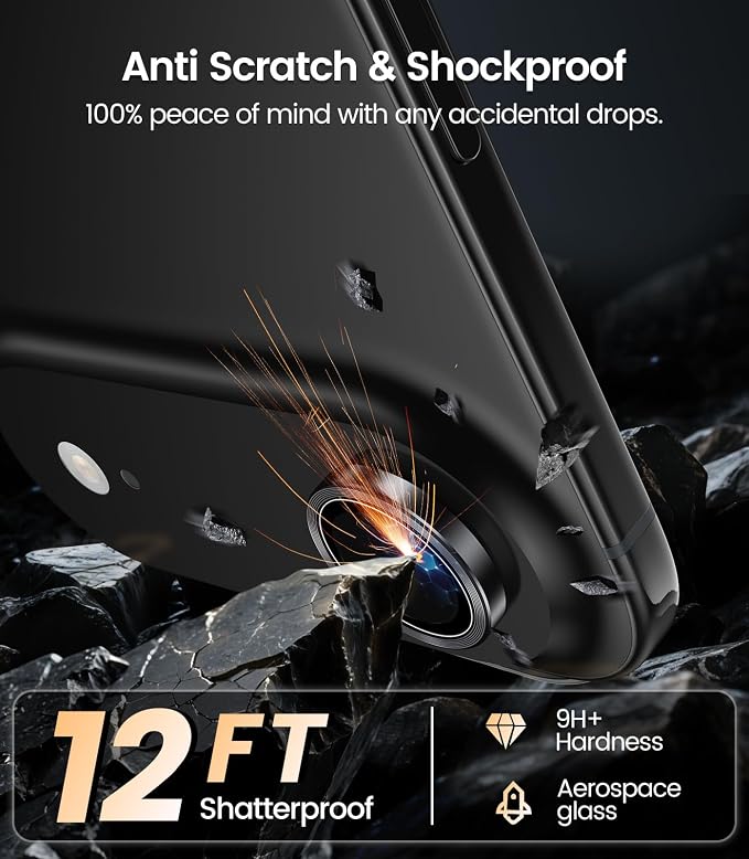iGluz 2 Pack Anti-Reflection Camera Lens Protector for iPhone 17/16/16 Plus [98% Transmittance][1-Step Installation][Strong Adsorption] 9H Shatterproof Tempered Glass-Black