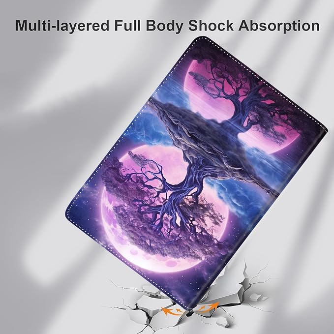 Case for iPad (A16) 11th Generation 11 Inch (2025) iPad 10th Generation 10.9 Inch (2022)，Slim Fit Foldable Standing Cover Case with Auto Sleep/Wake ，Moth Moon