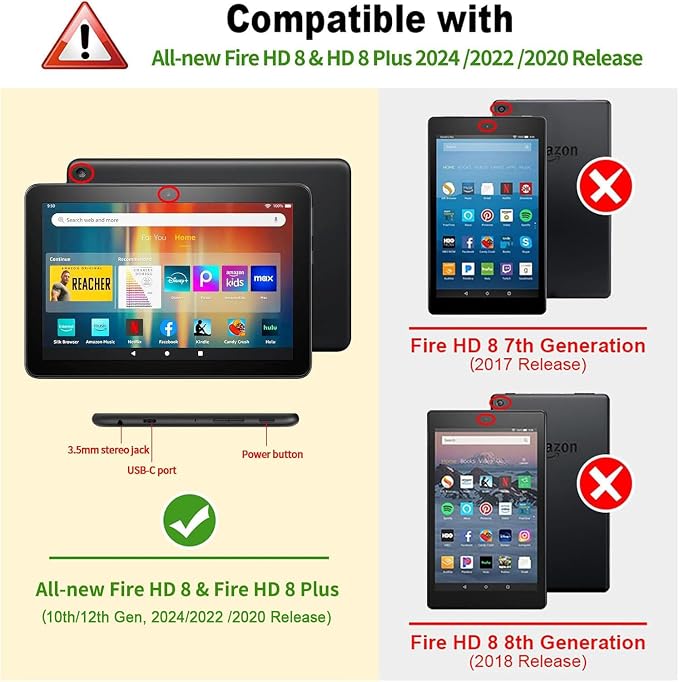 Case for Amazon Fire HD 8/Fire HD 8 Plus Tablet (12th/10th Generation 2024/2022/2020 Release) Premium PU Leather Cover with Auto Sleep Wake African Women