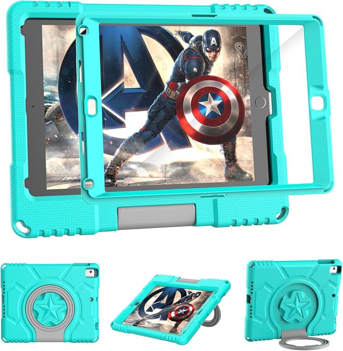 Kids Case for iPad 5th/6th Generation 9.7-inch 2017/2018 Release Lainergie iPad Air 2 Case with Screen Protector iPad Pro 9.7 Protective Cover Case Lightweight Shockproof with Handle Stand Black
