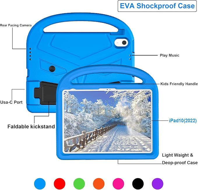Dteck Kids Case for iPad 10.2 - Shockproof Rugged EVA Handle Stand Child Proof Case for iPad 9/8/7 Generation Black