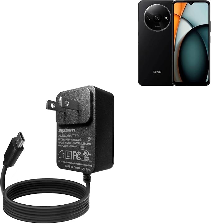 BoxWave Charger Compatible with Xiaomi Redmi A3 Pro - Wall Charger Direct (15W) Rapid Charge Your Device with Built-in 3ft Cable