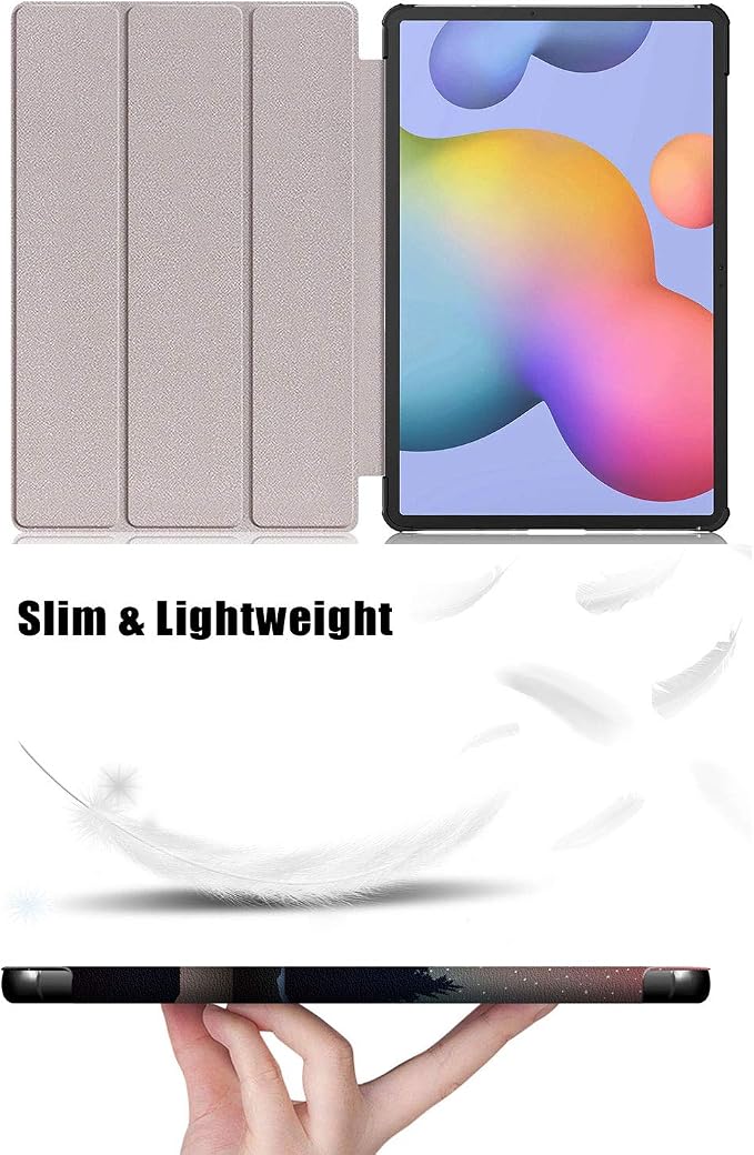 Case for Samsung Galaxy Tab S8 Plus 12.4 2022/S7 FE 2021/S7 Plus 2020 (SM-X800/X806/T730/T733/T736/T738/T970/T975/T976) Lightweight Tri-Fold Stand Thin Cover Auto Wake/Sleep Almond Blossom