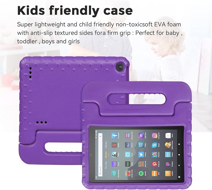 Kids Case for Fire 7 Inch Tablet 9th/7th/5th Generation Tablet (2019/2017/2015 Release) Kid-Proof &amp Shockproof Case Sturdy Soft Durable EVA Protective Cover with Convenient Handle Blue | Foldable