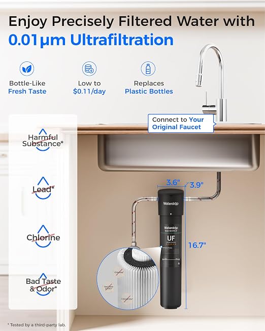Waterdrop 15UA-UF 0.01 μm Ultra Filtration Under Sink Water Filter System
