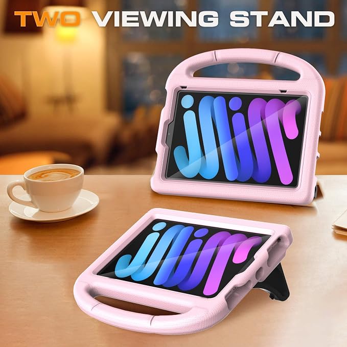 Kids Case for iPad mini 7 (A17 Pro) 2024/ Mini 6 2021 iPad mini 7th/6th Generation Case with Screen Protector - Shockproof with Handle Stand Protective Cover for iPad 8.3 Inch Lavender