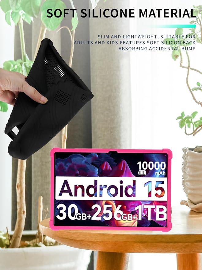 Case for Urao G140L Tablet 14 inch Android 15 TabletWUNIAK Shock Proof Lightweight Stand Rubber Shell Protective CoverKids Friendly Soft Silicone Adjustable Stand CoverBlack