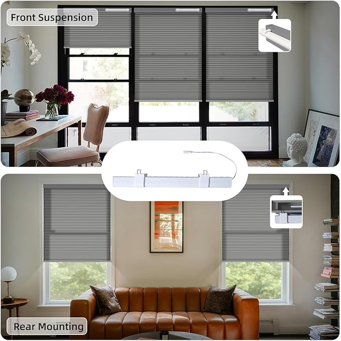SmartWings Motorized Cellular Shades, Honeycomb Blinds Compatible with Zigbee/Alexa/Z-Wave/Homekit, Wireless Remote Control for Smart Home and Office in Customized Size,70% Blackout Ash Grey