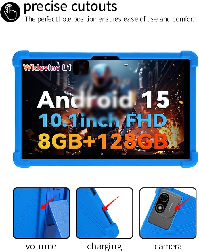 for Headwolf W6 10.1 Inch Tablet CaseBOVUGAC Soft Silicone Adjustable Stand Shockproof Kids Friendly for Headwolf W6 10.1 Tablet(Black)