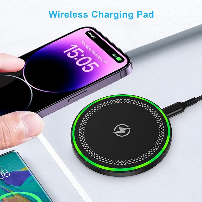 Samsung S25 Wireless Charger Fast Charging Pad Wireless Phone Charger for Android Samsung Galaxy S25 Ultra Edge S24 S23 S22 Cargador Inalámbrico para for iPhone 17 Pro Max Air 17 16 15