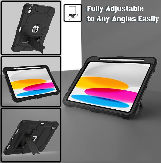 Case for iPad 11 11th Gen (A16) 2025 &amp 10th Gen 2022 10.9 Purple+Green | Kickstand | With Pencil Holder | Drop-Proof Silicone+Hard Shell | Raised Edge Protects Screen&ampCamera | Heavy Duty Pr