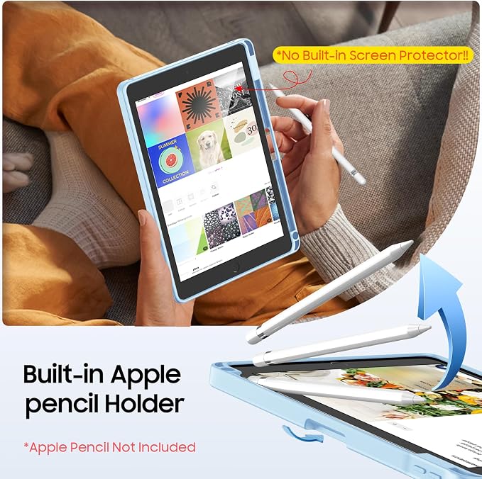 Fintie Shockproof Case for iPad 9th / 8th / 7th Generation 10.2 Inch | Slim Frosted Hard Back Cover Multi-Angle Viewing Built-in Kickstand &amp Pencil Holder Anti-Scratch Black
