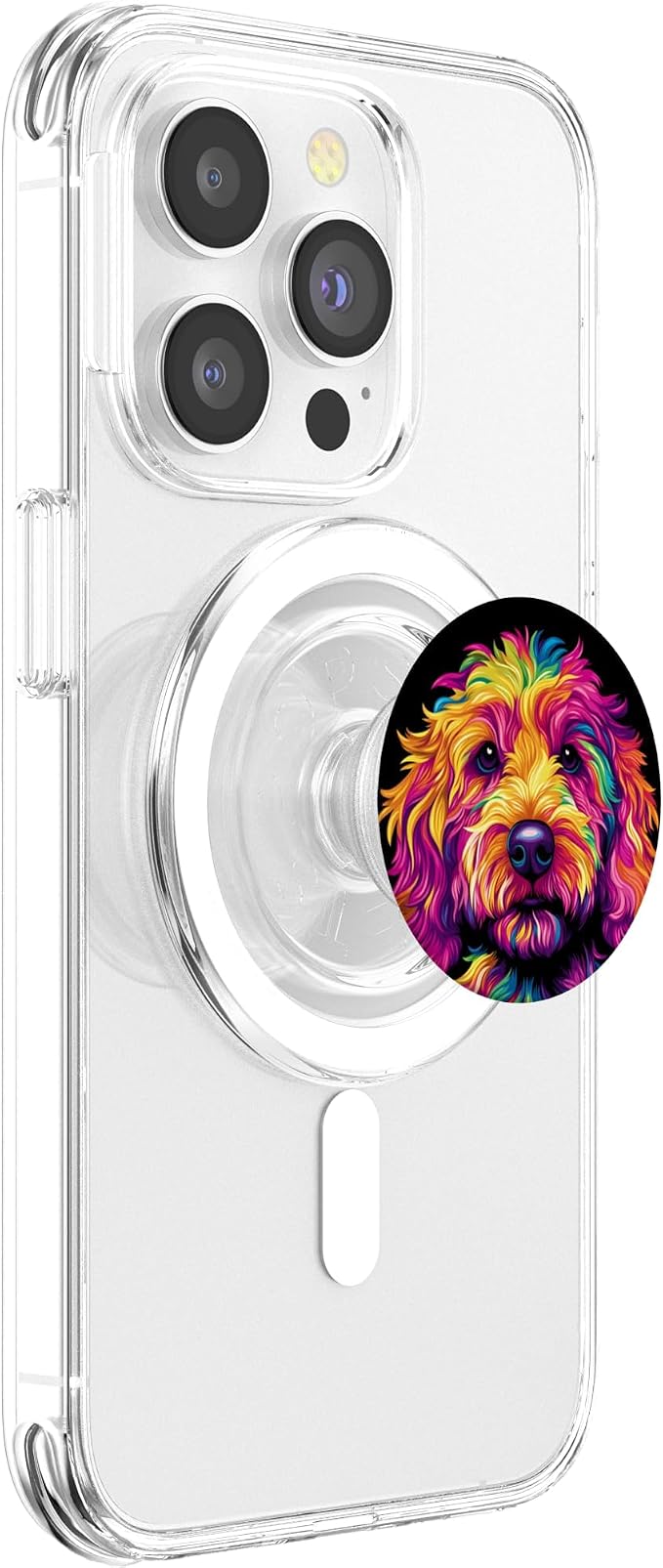 Colorful Goldendoodle Face Golden Doodle Dog Lover Black PopSockets PopGrip for MagSafe