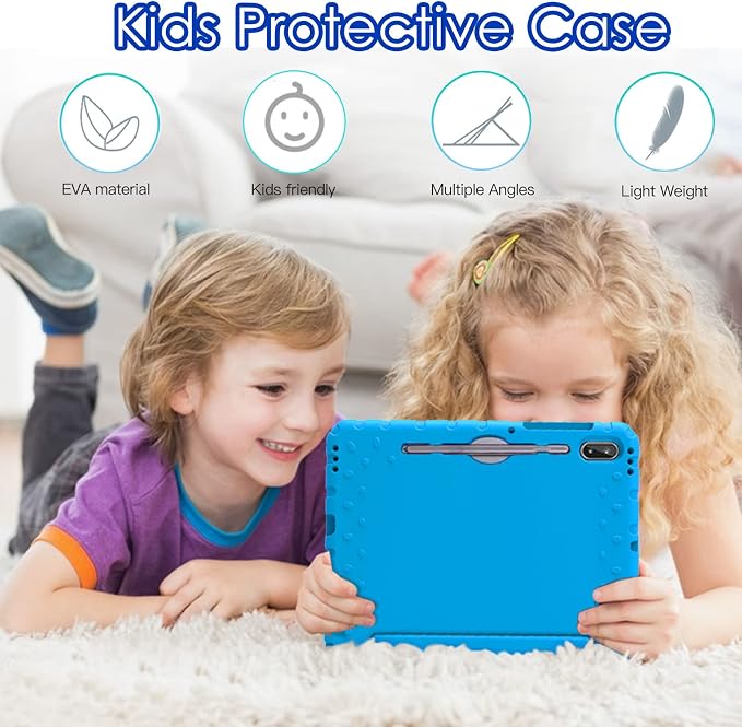 Kids Case for Samsung Galaxy Tab S6 Lite 10.4 Inch with S Pen Holder Black | Fits 2024/2020/2022 Released Shockproof EVA Lightweight Foldable Handle Stand Washable Kids-Friendly