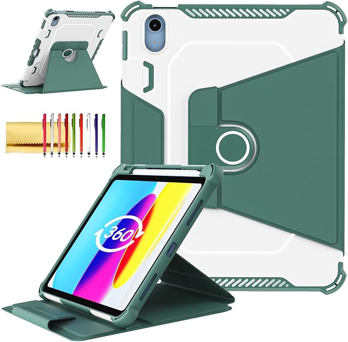 Kids Case for iPad Pro 11 M5/M4 &amp iPad Air 11 (2026/2025/2024) Shockproof Case with Pencil Holder Techcircle Light EVA Foam Handle Stand Bumper Protective Child Friendly Drop Proof Cover Black
