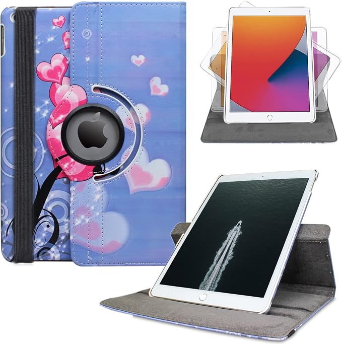 Case for ipad pro 12.9 inch 2nd &amp 1st Generation Old Model 2017/2015 MP6G2LL/A MQDA2LL/A MPLL2LL/A ML0F2LL/A ML3K2LL/A ML0N2LL/A ML0R2LL/A with Rotating Stand Auto Sleep/Wake (Blue)